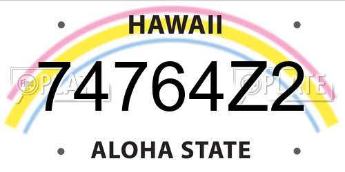 74764Z2 Hawaii License Plate