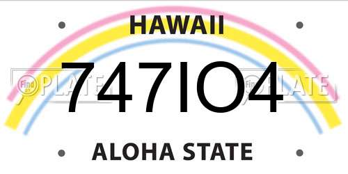 747IO4 Hawaii License Plate