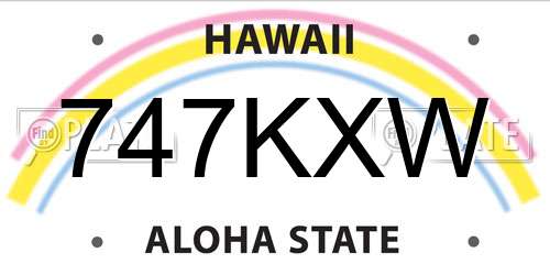747KXW Hawaii License Plate