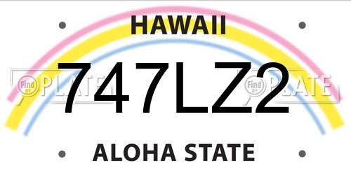747LZ2 Hawaii License Plate
