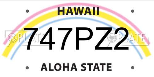 747PZ2 Hawaii License Plate