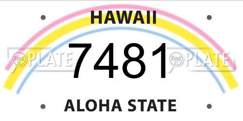 7481 Hawaii License Plate