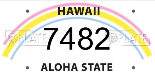 7482 Hawaii License Plate