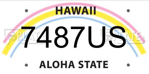 7487US Hawaii License Plate