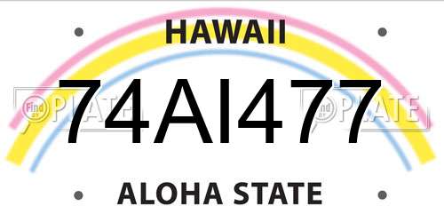 74AI477 Hawaii License Plate