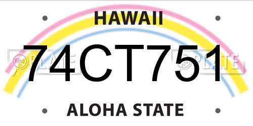 74CT751 Hawaii License Plate