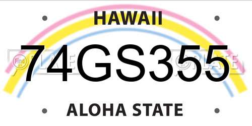 74GS355 Hawaii License Plate