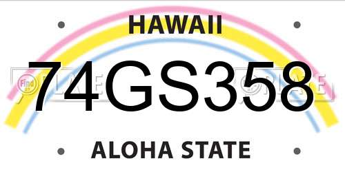 74GS358 Hawaii License Plate