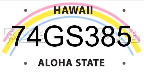 74GS385 Hawaii License Plate