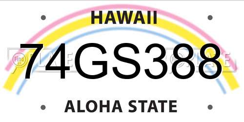 74GS388 Hawaii License Plate