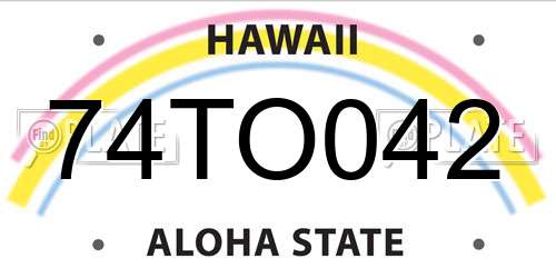 74TO042 Hawaii License Plate