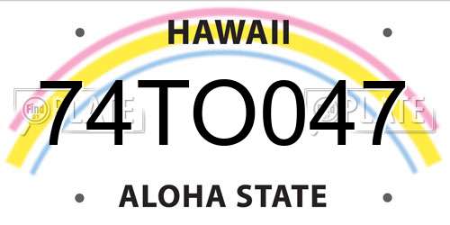 74TO047 Hawaii License Plate