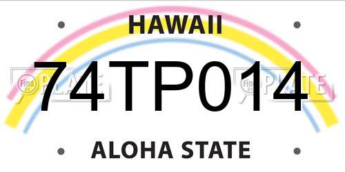 74TP014 Hawaii License Plate