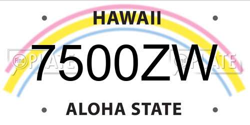 7500ZW Hawaii License Plate