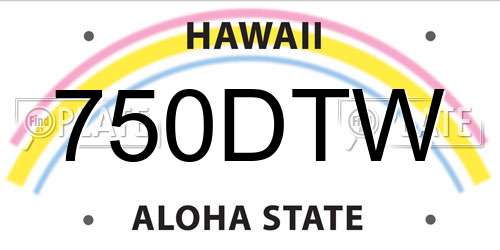 750DTW Hawaii License Plate