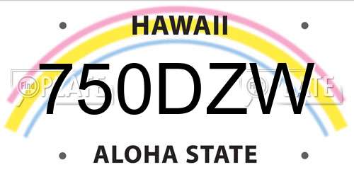 750DZW Hawaii License Plate
