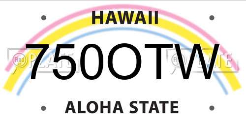 750OTW Hawaii License Plate