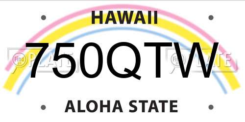 750QTW Hawaii License Plate