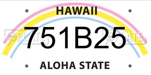 751B25 Hawaii License Plate