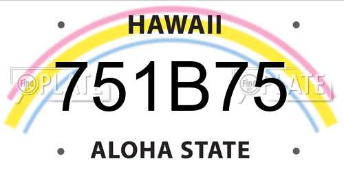 751B75 Hawaii License Plate