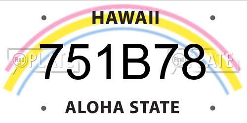 751B78 Hawaii License Plate