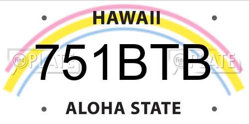 751BTB Hawaii License Plate