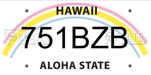 751BZB Hawaii License Plate