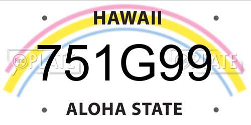 751G99 Hawaii License Plate