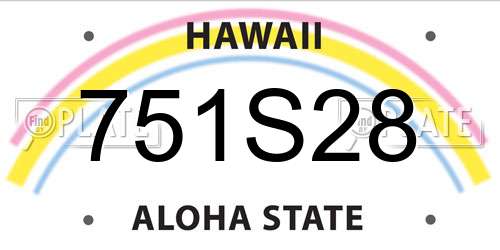 751S28 Hawaii License Plate