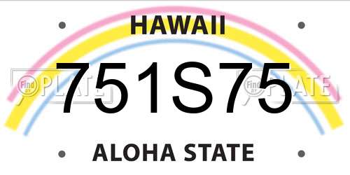 751S75 Hawaii License Plate