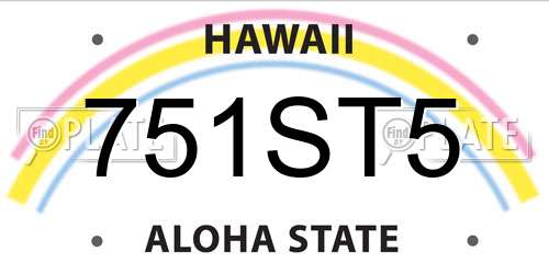 751ST5 Hawaii License Plate