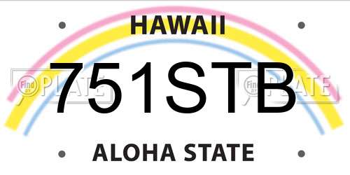 751STB Hawaii License Plate