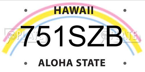 751SZB Hawaii License Plate