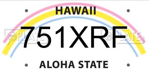 751XRF Hawaii License Plate