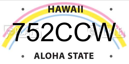 752CCW Hawaii License Plate