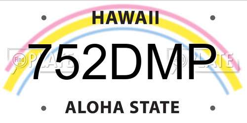 752DMP Hawaii License Plate