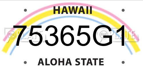75365G1 Hawaii License Plate