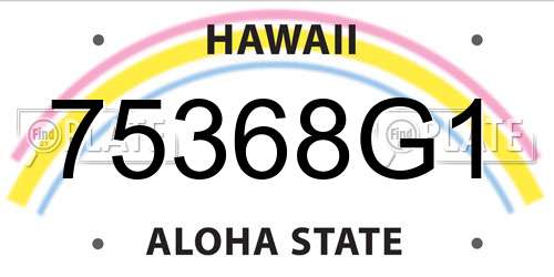 75368G1 Hawaii License Plate