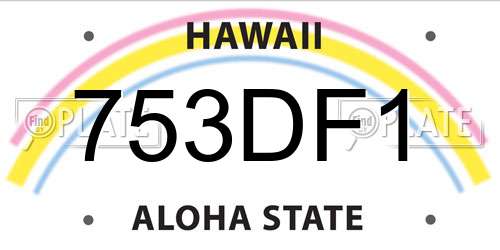 753DF1 Hawaii License Plate