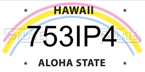 753IP4 Hawaii License Plate
