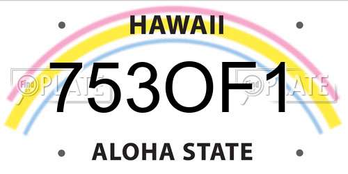 753OF1 Hawaii License Plate