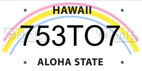 753TO7 Hawaii License Plate