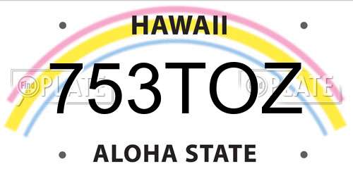 753TOZ Hawaii License Plate