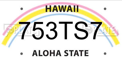 753TS7 Hawaii License Plate