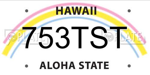 753TST Hawaii License Plate