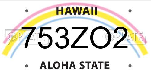 753ZO2 Hawaii License Plate