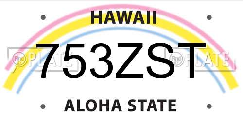 753ZST Hawaii License Plate