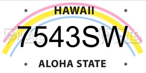 7543SW Hawaii License Plate