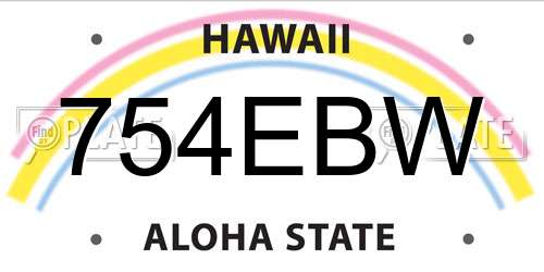 754EBW Hawaii License Plate
