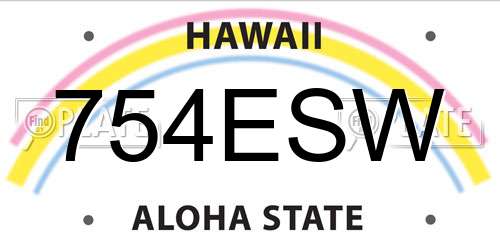 754ESW Hawaii License Plate